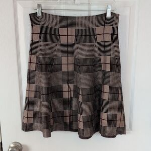 Max Studio Black and Tan Checkered A-Line Skirt